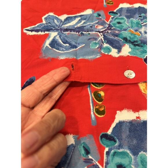 VTG 80s POOL tropical  BRIGHT RED BUTTON ALOHA NOVELTY SHIRT RAYON  Size 1X Pic6 - Picture 6 of 11